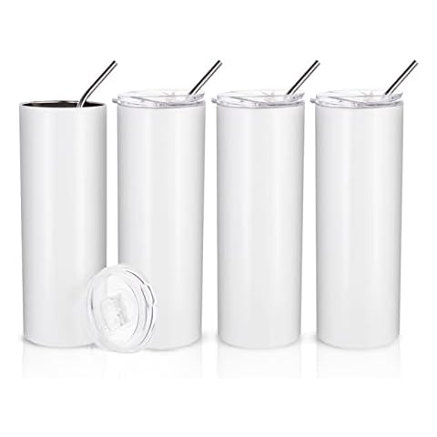 PYD Life Sublimation Tumblers Blanks with Handle 30 OZ White Coffee Mugs  Insulated Reusable Travel Cups with Leakproof Lid and Stainless Straw for