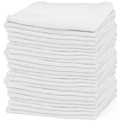 Talvania Washcloths Towels 24 Pack Super Absorbent Terry Towel 100% Ring Spun Cotton White Wash Cloth with Border Design Ideal for Face Wash