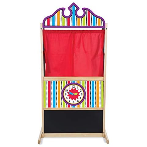Rundad Wooden Puppet Theater Bonus 2 Hand Puppet, Double-Sided Lemonade  Stand & Puppet Show Theater for Kids, Wood Deluxe Children Puppet Theatre  Toy