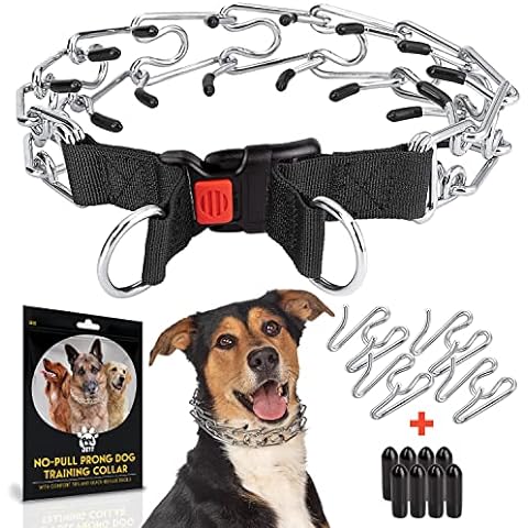 with Quick-Release Buckle & Swivel Carabiner for All Breeds Dogs Aubliss Prong Collar for Dogs Adjust Without Splitting Links Pinch Collar Sliding Tighten Training Prong Collar 