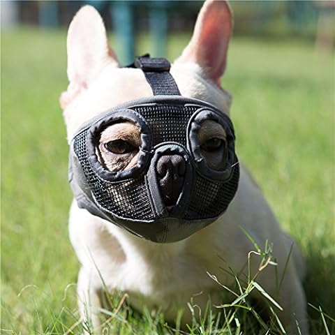 16.5-17.3 Cilkus Short Snout Dog Muzzles M Bulldog Muzzle Adjustable Breathable Mesh Dog Muzzle Can Stick Out Tongue and Drink Water Anti-Biting and Training Dog Mask , Orange 