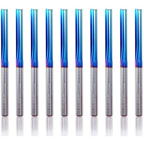 10pcs 1/8 Shank Half Straight Bits Flat Bottom CNC Router Bits Solid Carbide End Mill Woodworking Tool Cutting Diameter 0.8/1/1.6/2/3mm 