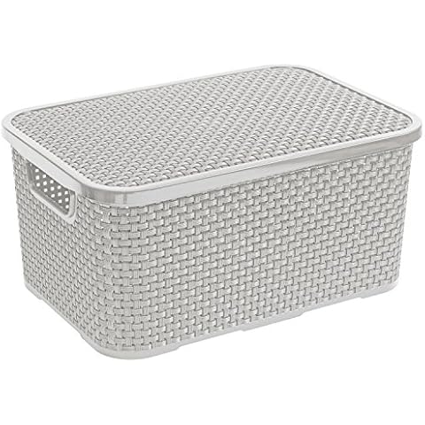 Boîtes de rangement avec couvercle en rotin