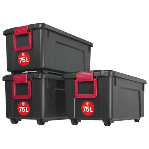 Boîtes de rangement avec couvercle et roues