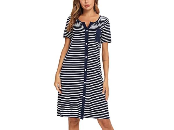 Chemise De Nuit Femme En Coton - Manches Courtes Ou Longues - T-shirt Nuit Confortable - Taille UK - 7