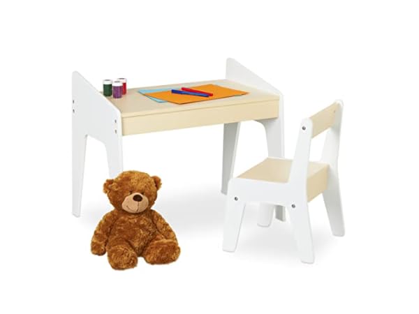 Ensemble Bureau Et Chaise Enfant Haibinsuo - Table Étude Réglable En Hauteur Avec Tiroir Et Panneau Château - Design Dessin Animé
