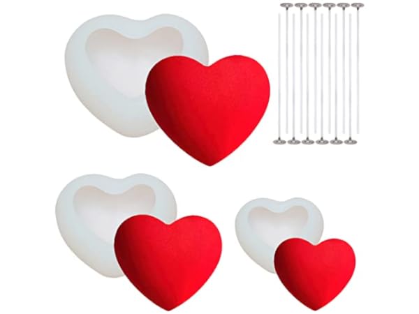 TOPYS - Juego De 2 Moldes De Velas De Oso De Rosa 3D, Moldes De Silicona Para El Día De San