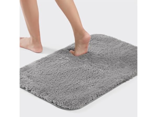 Tapis De Bain Doux Tapis De Chevet Arc Décoratif Absorbant Antidérapant Lavable Gris - 50x80 Cm