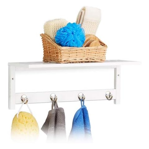 Toalleros de gancho con estantes para baño