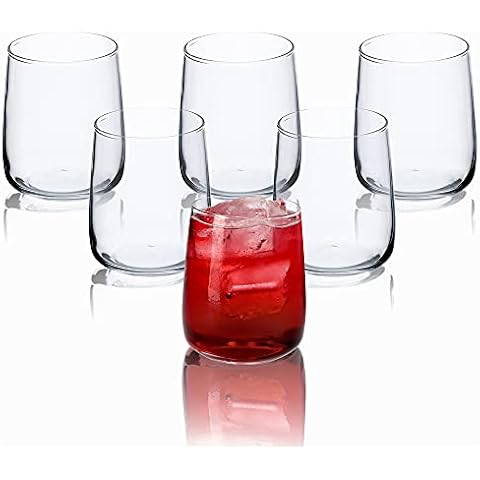 Verres à Pied Élégants - Lot De 6 - 250ml - Parois Épaisses - Idéal Jus, Limonade, Cocktails